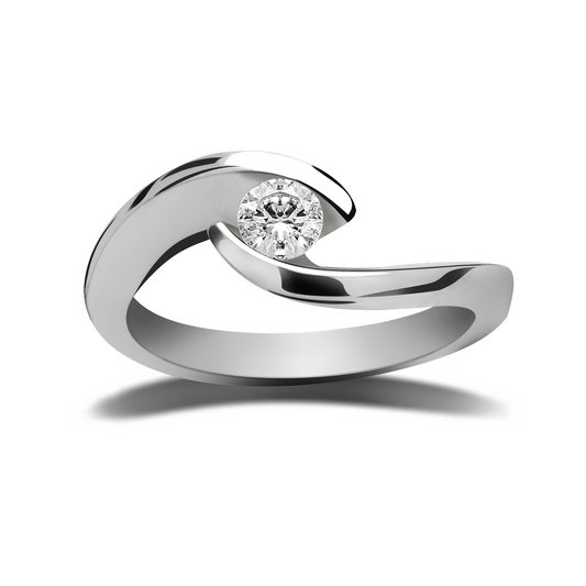 Inel aur alb 18K cu diamant de 0.25ct