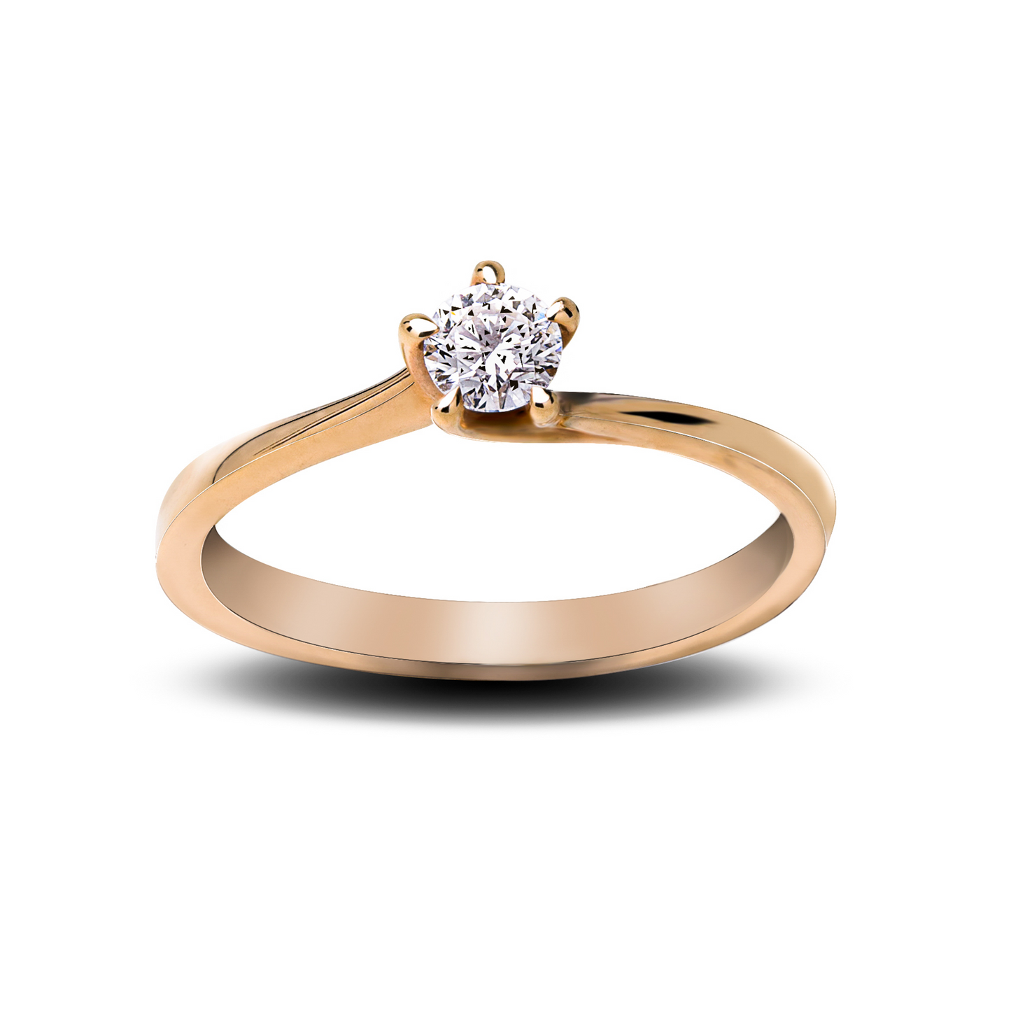 Inel aur rose 18K cu diamant de 0.20ct