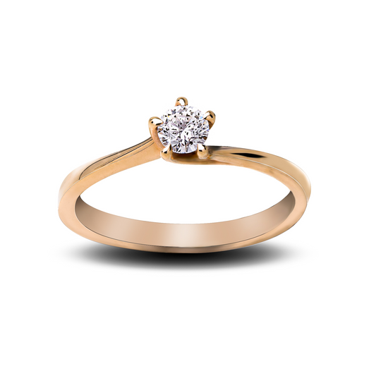 Inel aur rose 18K cu diamant de 0.20ct