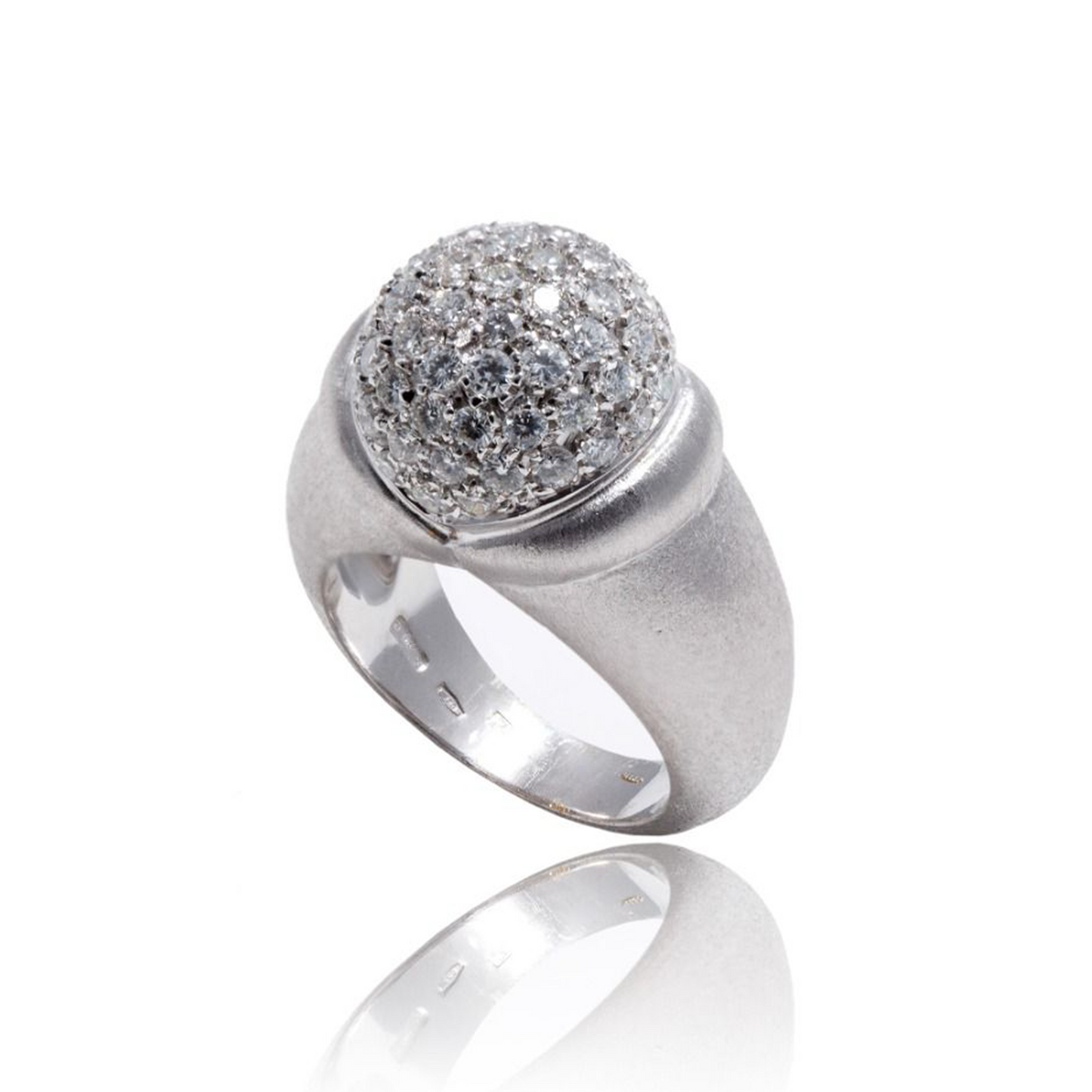 Inel aur alb mat 18K cu diamante de 1.80ct