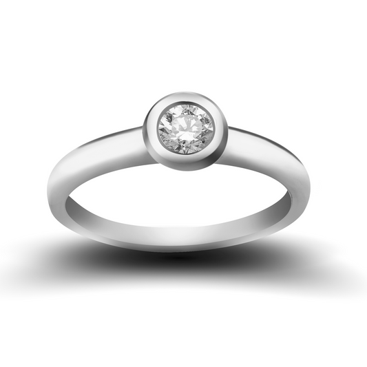 Inel aur alb 18K cu diamant de 0.30ct