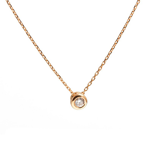 Colier aur rose 18K cu diamant de 0.10ct