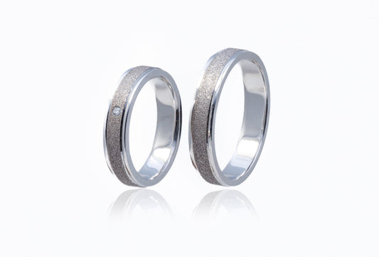 Verighete aur alb 14k cu Diamant de 0.02 CT