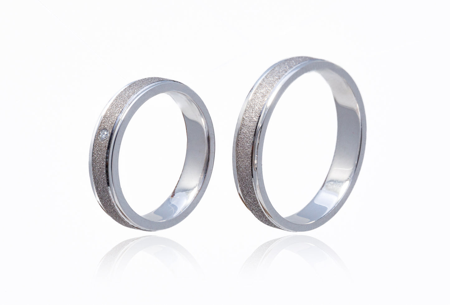 Verighete aur alb 14k cu Diamant de 0.02 CT