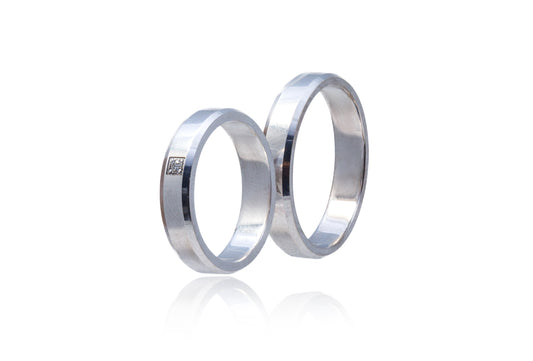 Verighete aur alb 14k cu Diamant de0.02CT