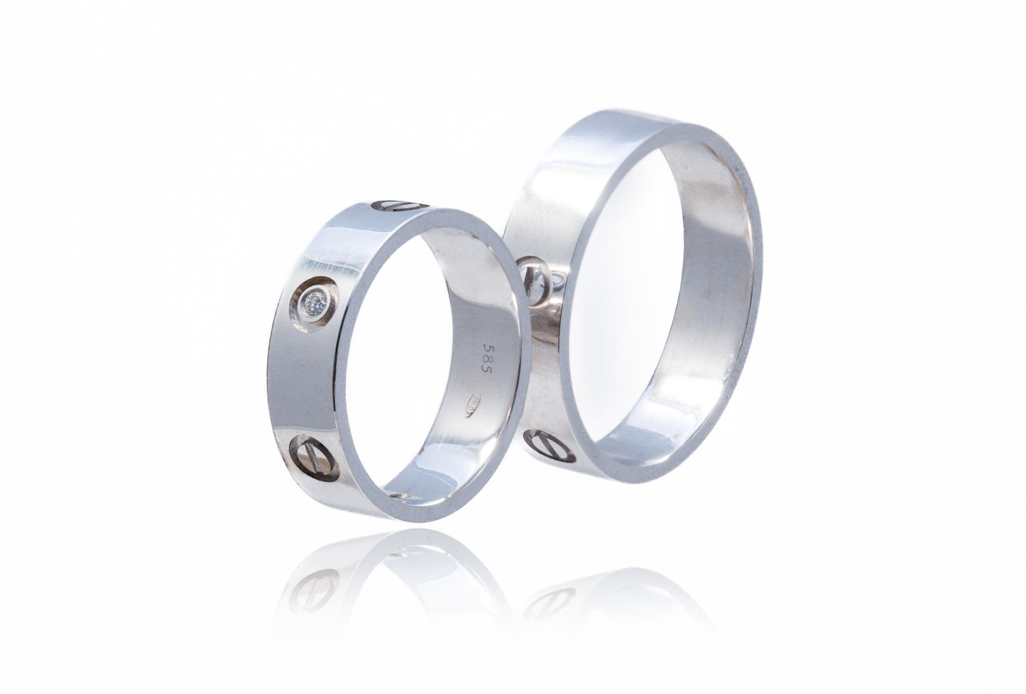 Verighete aur alb 14k cu Diamante de 0.04CT
