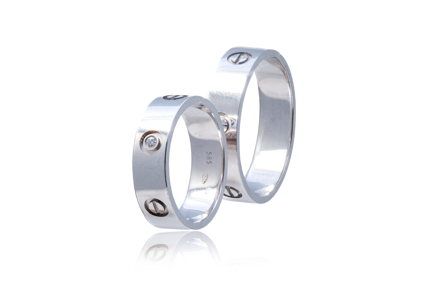 Verighete aur alb 14k cu Diamante de 0.04CT