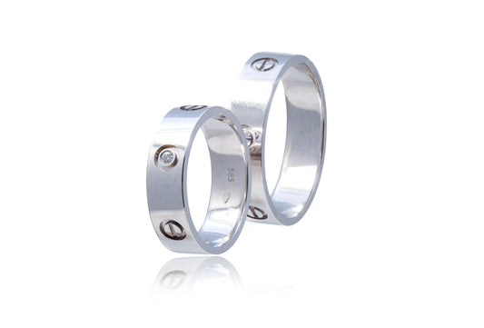 Verighete aur alb 14k cu Diamante de 0.04CT
