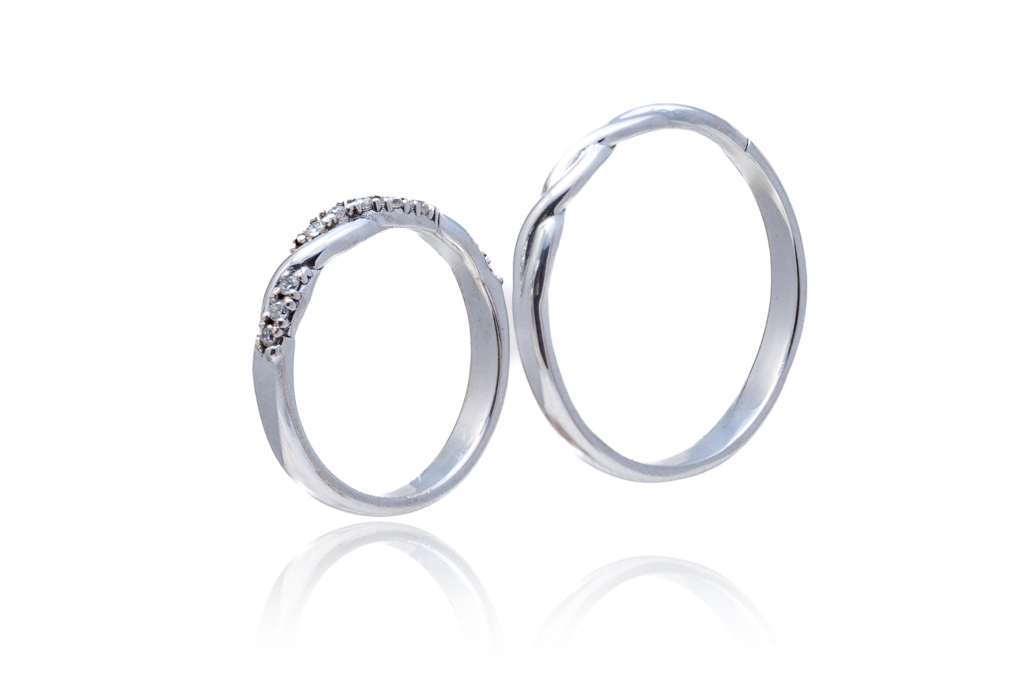 Verighete aur alb 14k cu Diamante de 0.10 CT