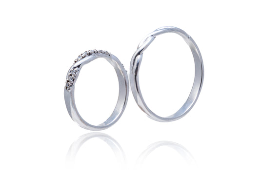 Verighete aur alb 14k cu Diamante de 0.10 CT