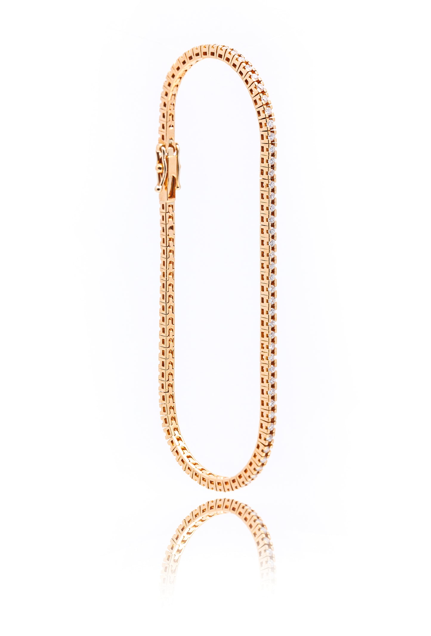 Bratara Tenis din aur roze de 18 k cu diamante de 0.87 ct