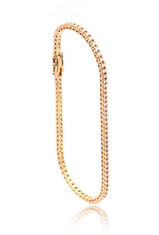Bratara Tenis  din aur roze de 18 k cu diamante de 0.87 ct