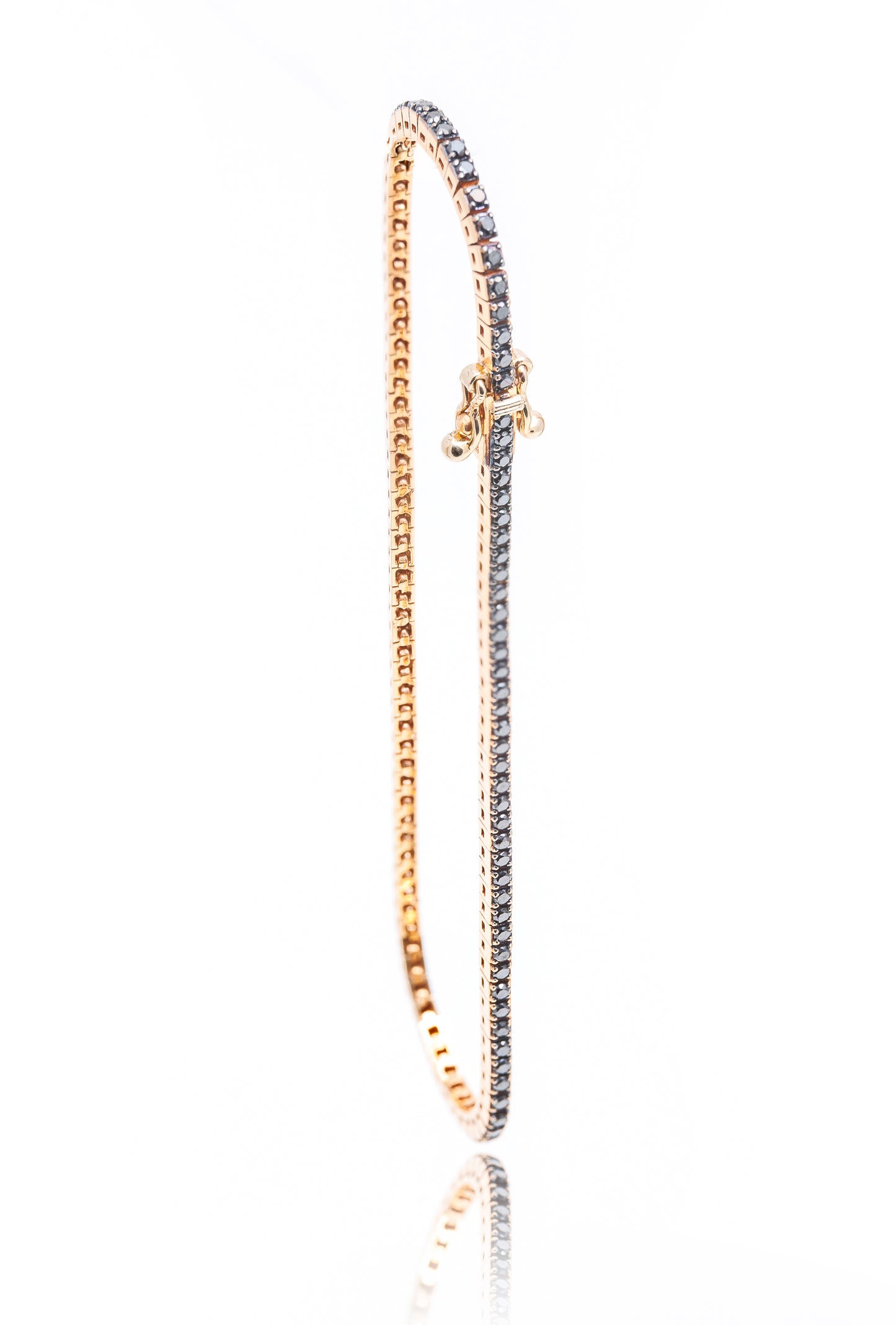 Bratara Tenis din aur roze de 18 k cu diamante negre de 1.18 ct