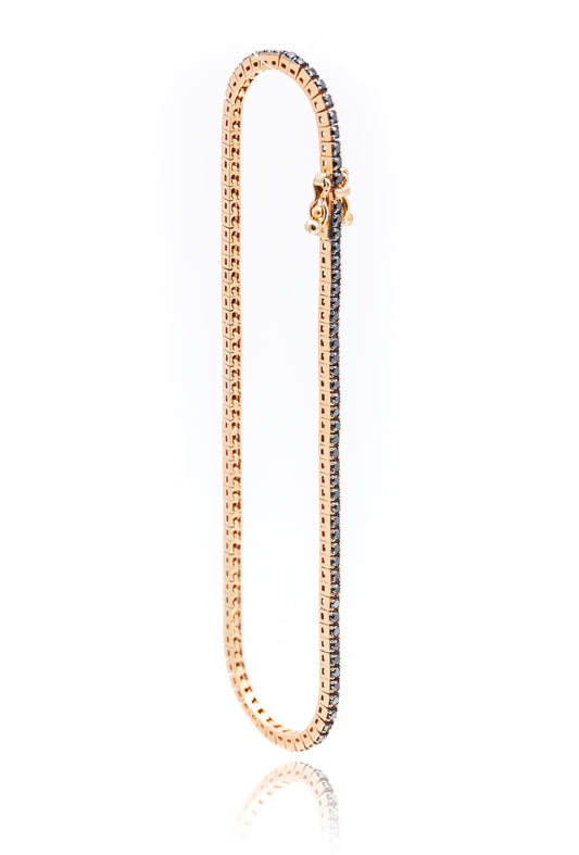 Bratara Tenis din aur roze de 18 k cu diamante negre de 1.18 ct