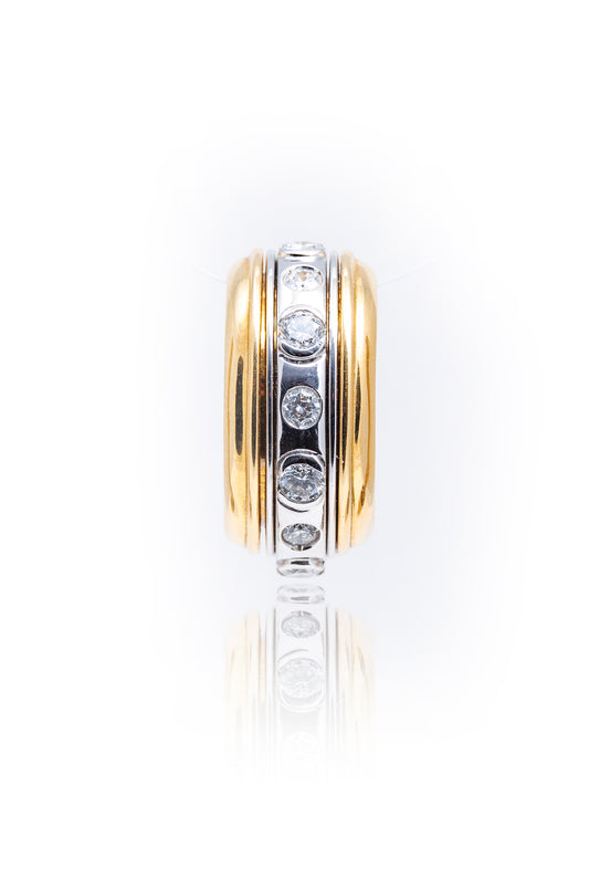 Inel aur galben si aur alb de 18k cu diamante de 1.35 ct