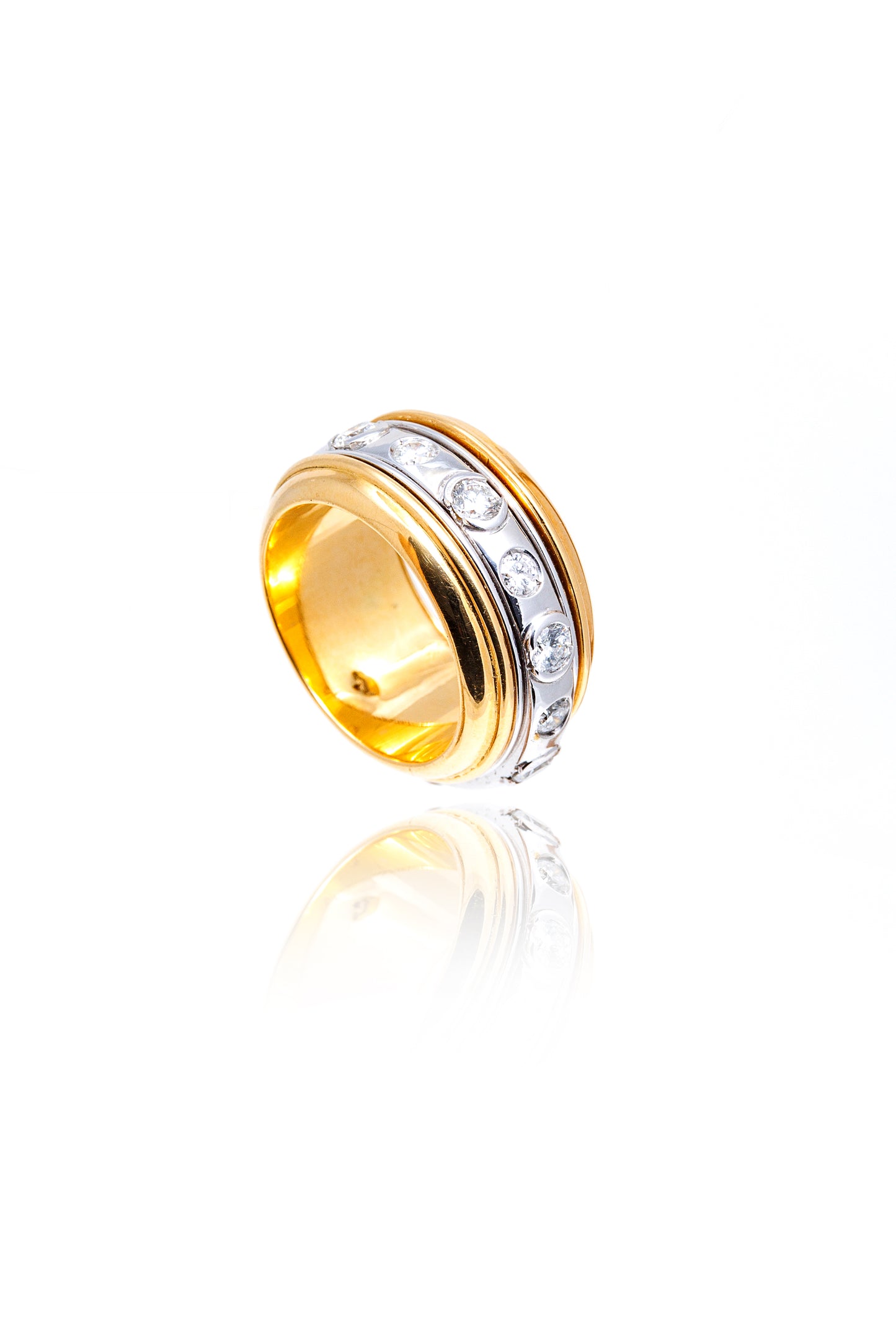 Inel aur galben si aur alb de 18k cu diamante de 1.35 ct