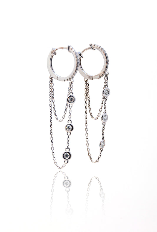 Cerecei aur alb 18k cu diamante de 0.24 ct