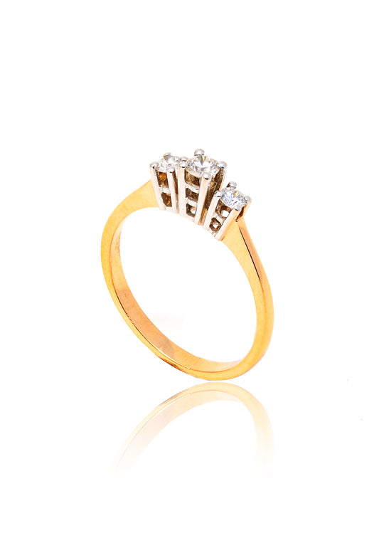 Inel aur roze si alb 18K cu diamante de 0.40 ct