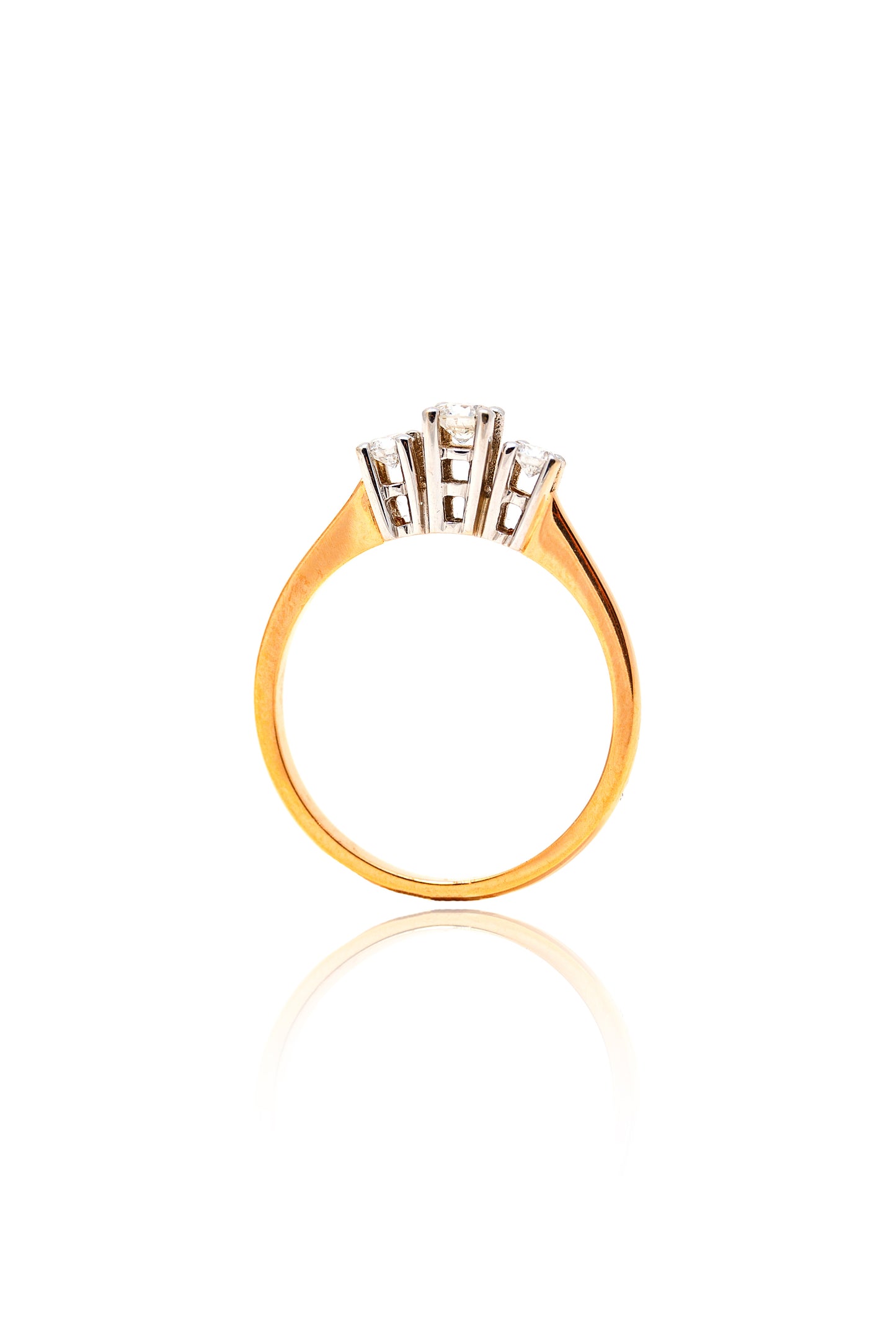 Inel aur roze si alb 18K cu diamante de 0.40 ct