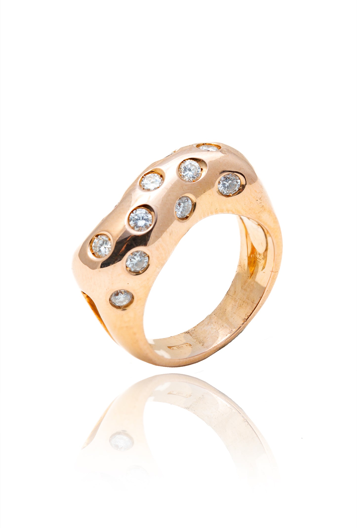 Inel aur roze 18 K cu diamante de 0.42 ct